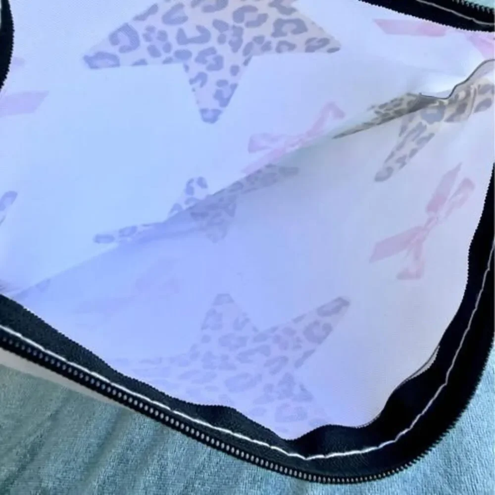 Leopard Star Pink Bow Cosmetic Bag | Makeup Pouch | Preppy | Coquette